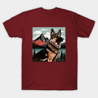German Shepherd in Mountainscape T-Shirt